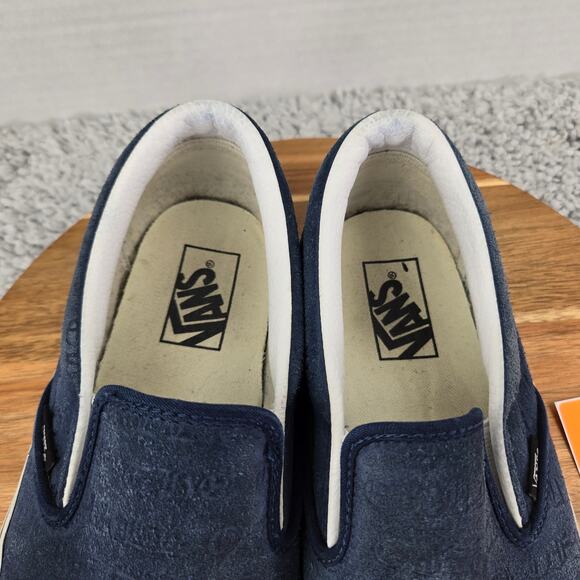 Vans Classic Slip On Deboss OTW Navy Suede Leather Casual Daily Sneaker Mens 8.5 - Picture 11 of 12
